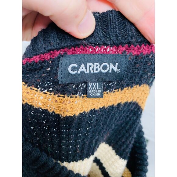 Carbon Men’s Sweater Multicolor Striped Open Knit Crewneck Size XXL - Picture 6 of 6